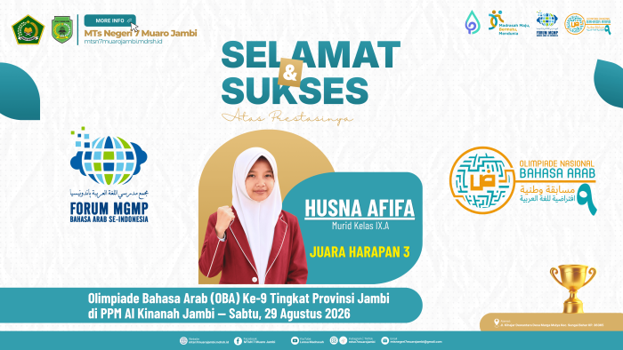 Langkah Prestasi MTsN 7 Muaro Jambi Berlanjut melalui Olimpiade Bahasa Arab Provinsi Jambi Langkah Prestasi MTsN 7 Muaro Jambi Berlanjut melalui Olimpiade Bahasa Arab Provinsi Jambi